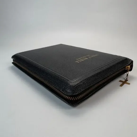 Vintage 1960s Holy Bible Concordance KJV Cross Zip-Around Leather Binding - Picture 11 of 13